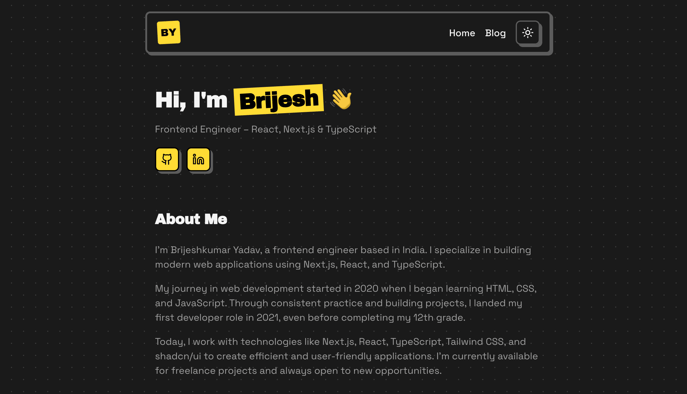 Brijesh Portfolio — built with Neobrutalism.com