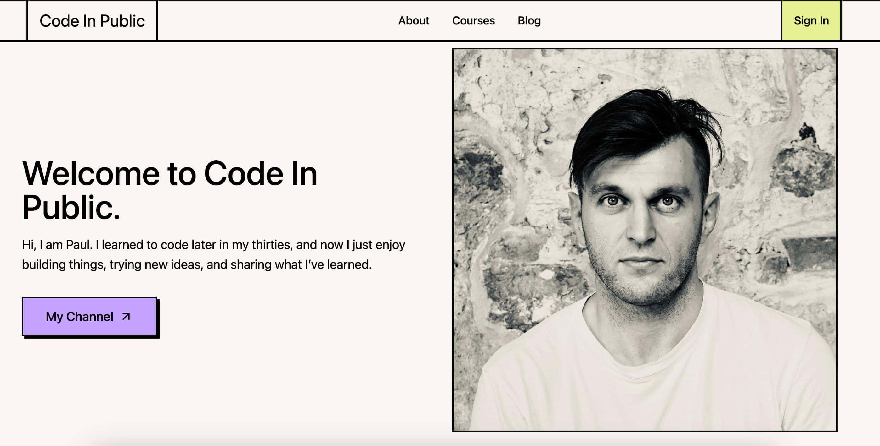 Code in Public — built with Neobrutalism.com